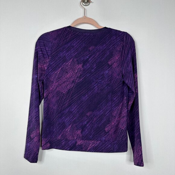 NWT White House Black Market Long Sleeve Lace up Top Abstract Amethyst M #WHBM17 - Picture 3 of 8